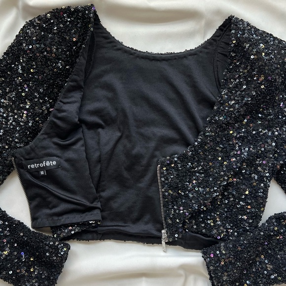 RETROFETE Black Sequince Rain Top ✨🪩 - Picture 6 of 8